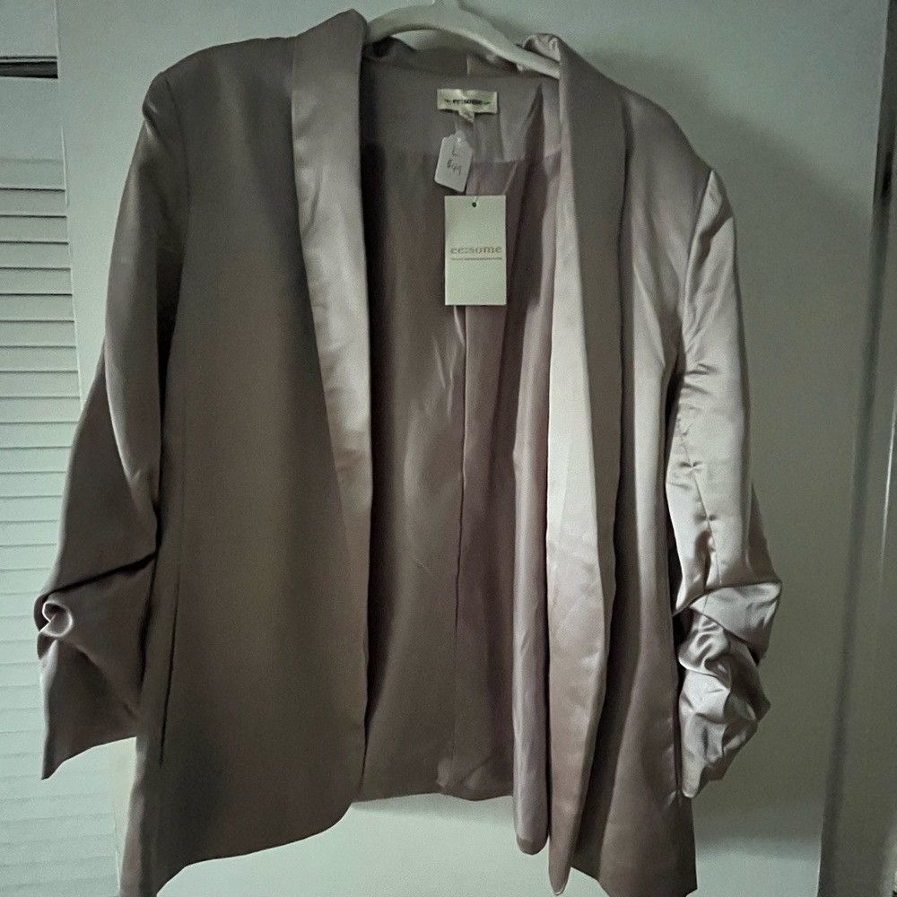 Women's Satin Blazer in Light Blush